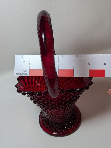 Vintage Westmoreland English Hobnail Ruby Red Glass Basket - Picture 8 of 11