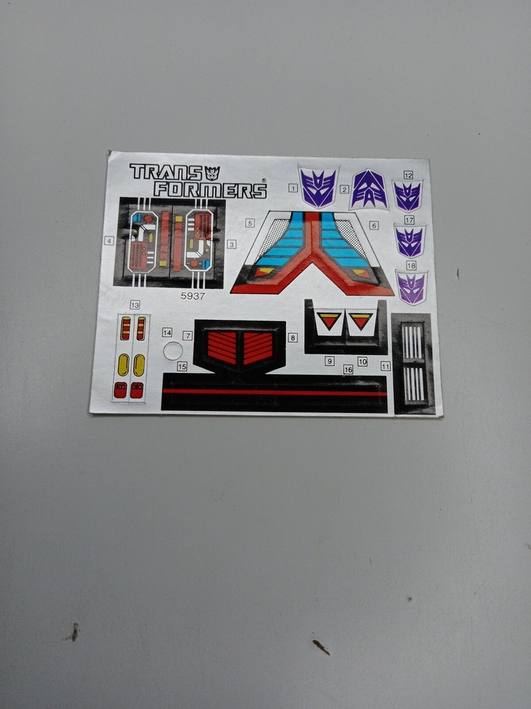 VINTAGE G1 ASTROTRAIN AUTHENTIC DECAL #5937 STICKER SHEET TRANSFORMERS ORIGINAL