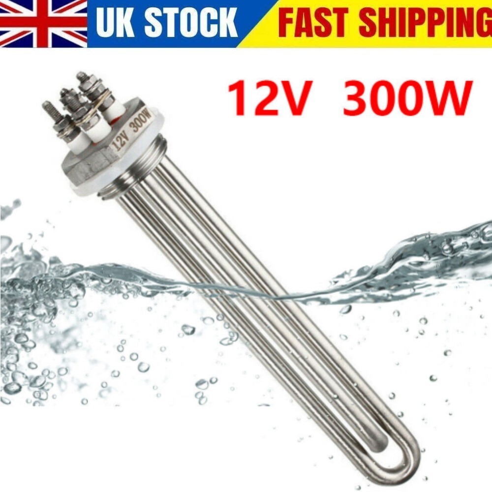 12V 300W Stainless Steel Immersion Water Heater Electric Tube Heating  Element UK