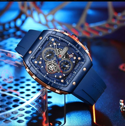 Reloj de pulsera CURREN para hombre rectangular moda cronógrafo niño niña relojes EE. UU. - Imagen 14 de 40
