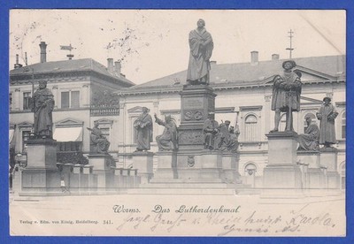 Alte AK Worms Luther-Denkmal, gelaufen 1897