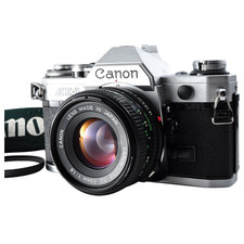  Near MINT Canon AE-1 Silver 35mm SLR Film Camera FD 50mm f1.8 Lens From Japan