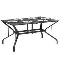 Gartentisch Stahl 150X90 Cm Wetterfest Balkontisch Mit Schirmloch, 6 Personen