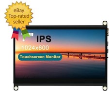 New Touch Screen 7 inch Display IPS 1024x600 HDMI Display, USB Powered Capac...