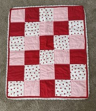 Sweet Pink Strawberry Handmade Baby Quilt
