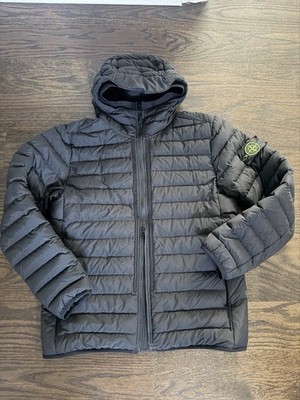 Stone Island Hooded Quilted Full Zip Black Men's Puffer Jacket Size L