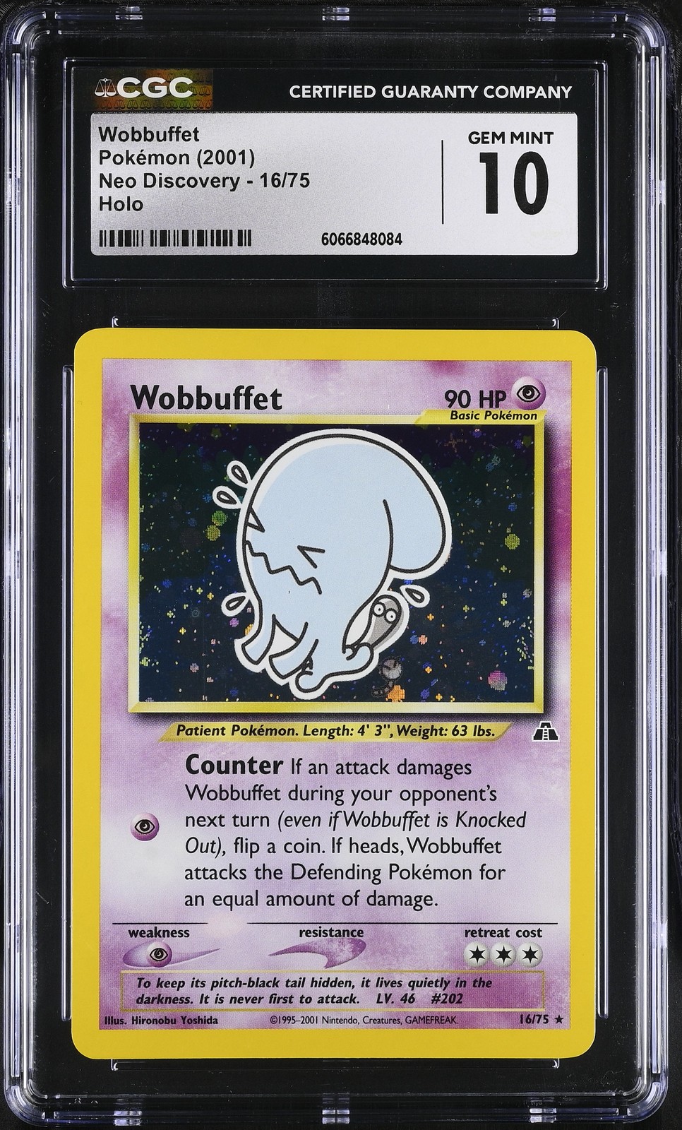 CGC 10 GEM MINT Wobbuffet 2001 Neo Discovery 16/75 Holo Pokemon Card