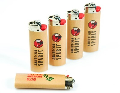 5x American Spirit Tabak Feuerzeug Lighter Reibrand Beige BIC Maxi