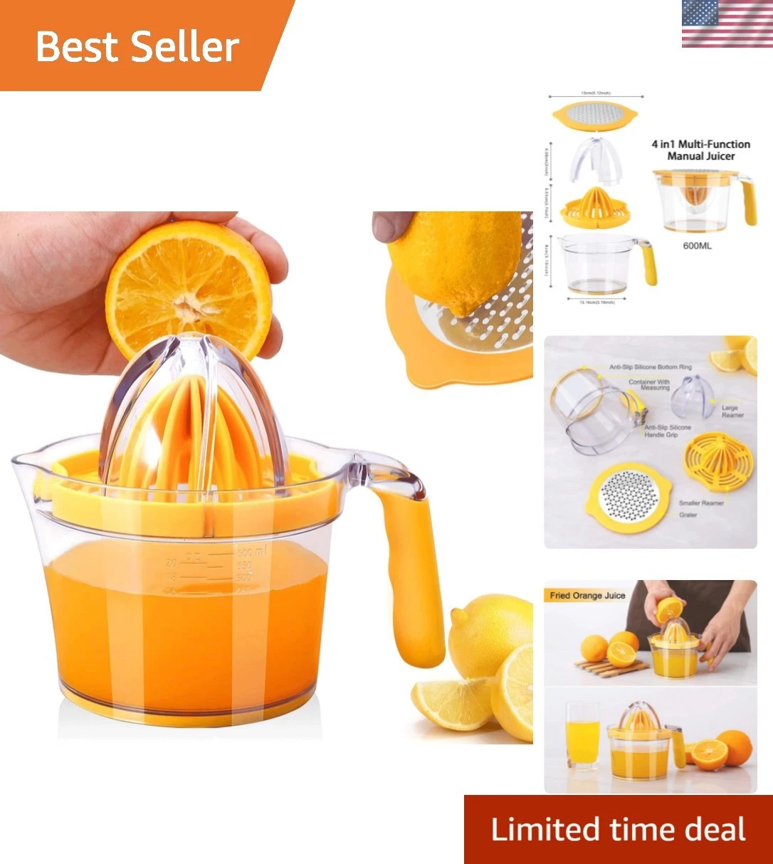 Citrus Lemon Orange Juicer Manual Hand Squeezer, Fruit Juicer Lime Press with...