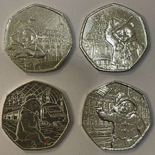 Paddington Bear 50p Coin 2018/2019 - Complete Set of All 4 Coins - Circulated.