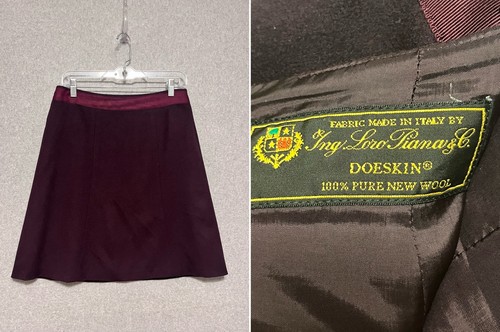 Brooks Brothers, Brooks Brothers Womens Loro Piana 100% Wool Skirt Short A-Line Maroon ITALY