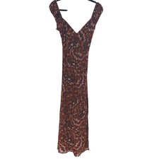 Katia Rae Maxi Dress Women Small Burgundy Metallic Slit Boho Wedding Babydoll