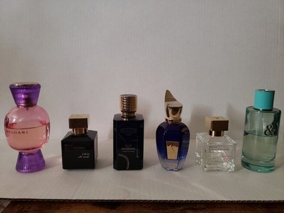 MFK, BVlgari, Ex Nihlo, Xerjoff, Tiffany six empty collectable bottles
