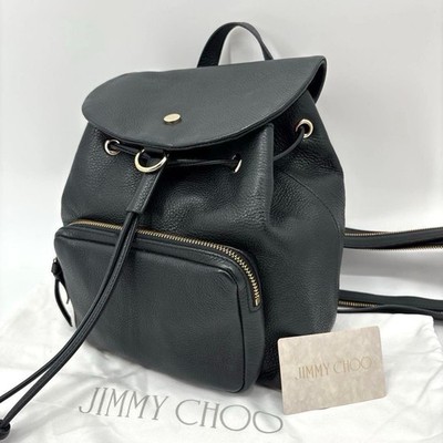 JIMMY CHOO 2Way Mini Rucksack One-Shoulder Ledertasche schwarz mit Staubbeute...