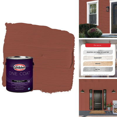 Glidden Exterior Paint Premiumr Red/Baked Bean One Coat Flat 1-Gallon