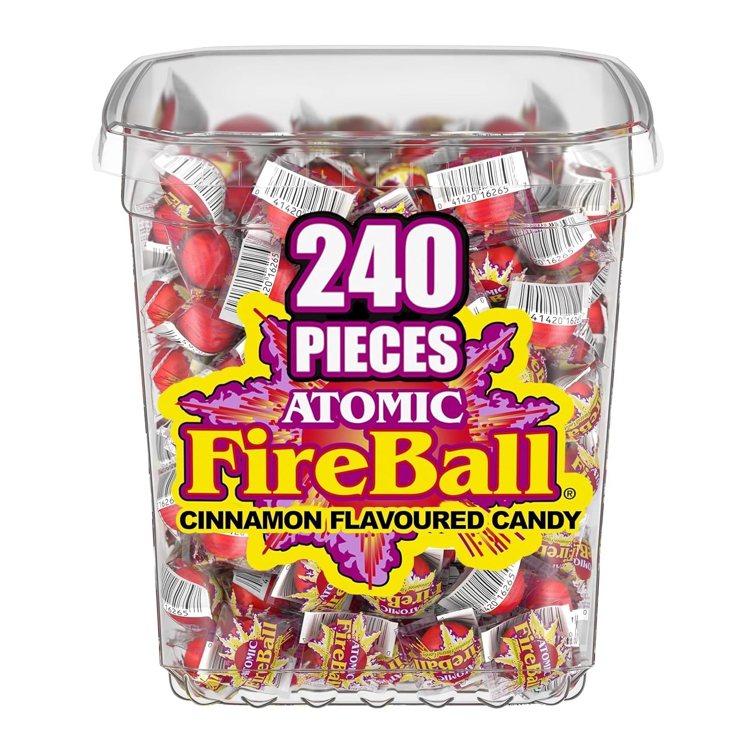 Wonka Atomic Fireball Candy Cinnamon Flavor Individually Wrapped 7.5 G 240 Ct