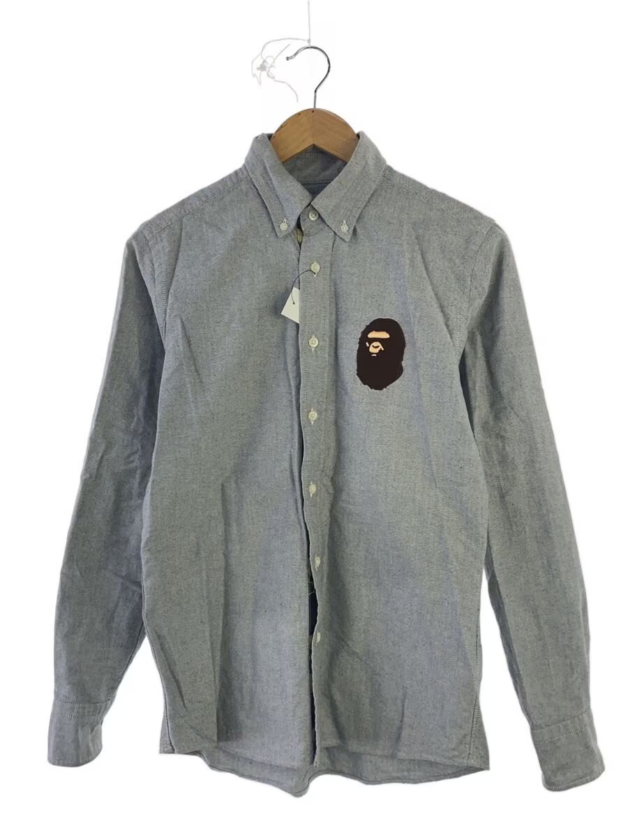 A BATHING APE Long Sleeve Shirt, Size S, Cotton, Gray, 001SHE801002X