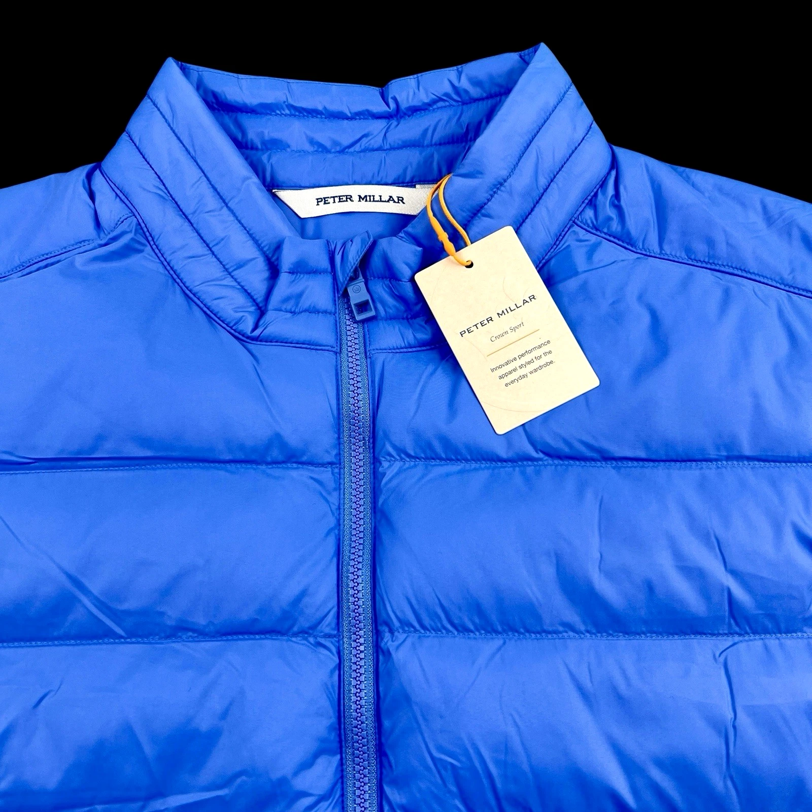 Peter Millar Crown Sport All Course Full Zip Quilted Vest Jacket XL $250 Sea Blu
