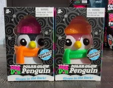 Needoh Squishmas Polar Glow Penguin RARE Pink Glow In The Dark NEW Sealed 