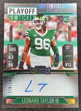 2024 Panini Contenders Leonard Taylor III Playoff Ticket Auto /149 Jets RC
