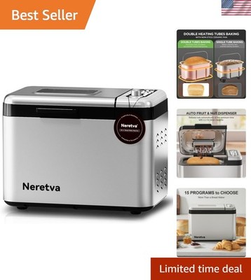 15-in-1 Automatic Bread Maker with Nonstick Ceramic Pan & Auto Nut Dispenser