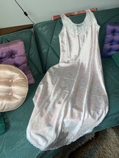 Vtg Carole Hochman Satin Nightgown Sz Small Pink Floral Sleeveless Lace Nightie