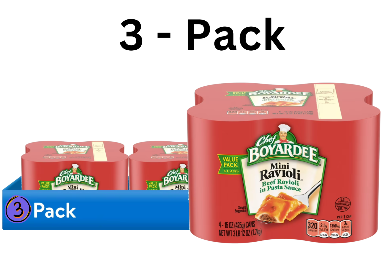 Chef Boyardee Mini Ravioli, Beef Ravioli in Pasta Sauce, Readyto-Eat ...