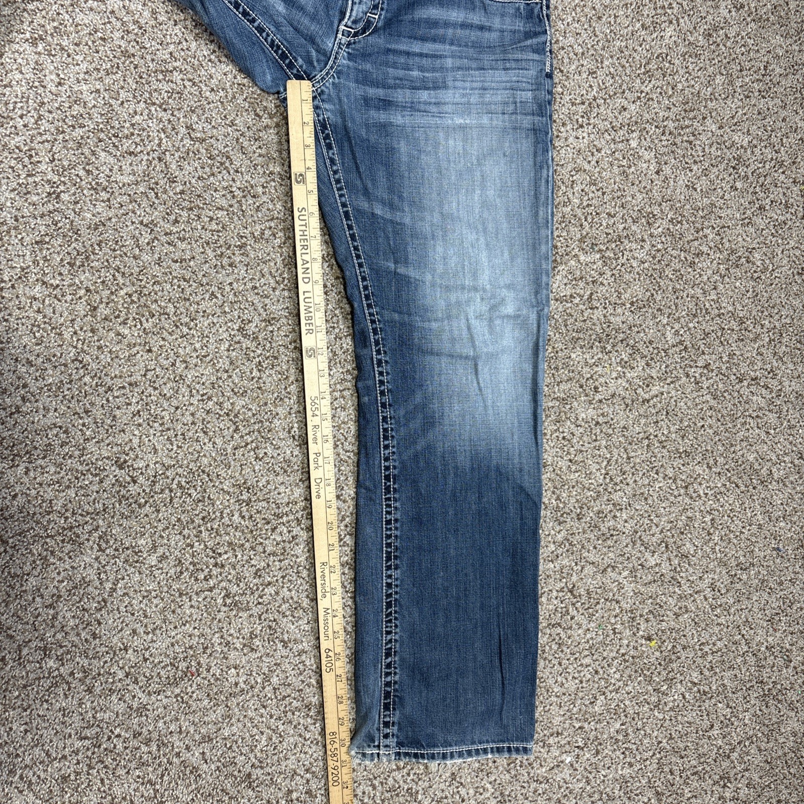 Men's BKE Tyler Straight Leg 36 R Denim Jeans 34x31 Frayed Hems - View 9