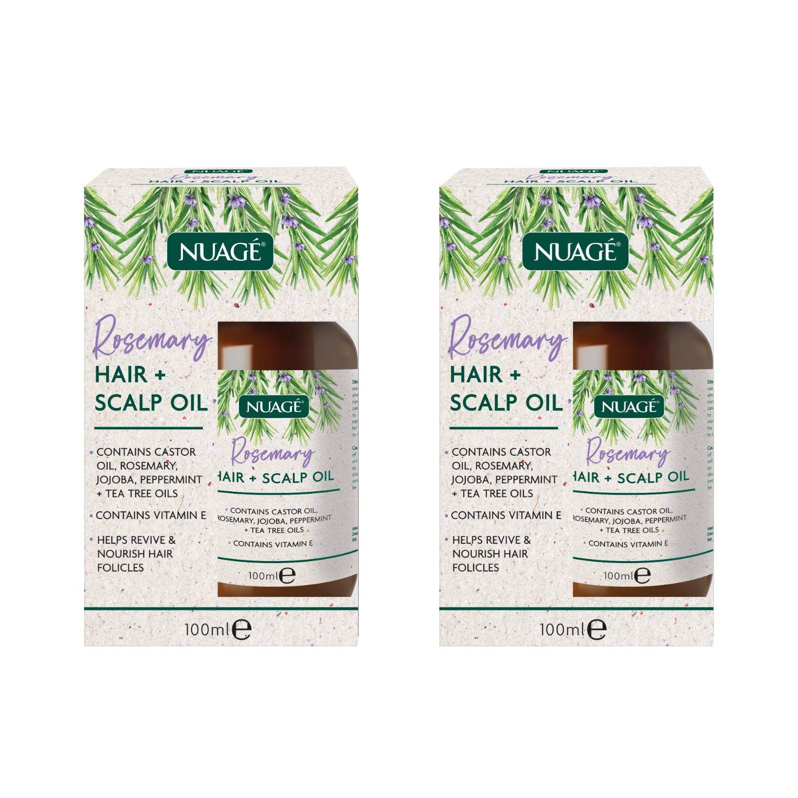 Nuage Rosemary Hair & Scalp Oil 100ml With Vitamin E & Castor Oil - Pack of 2
