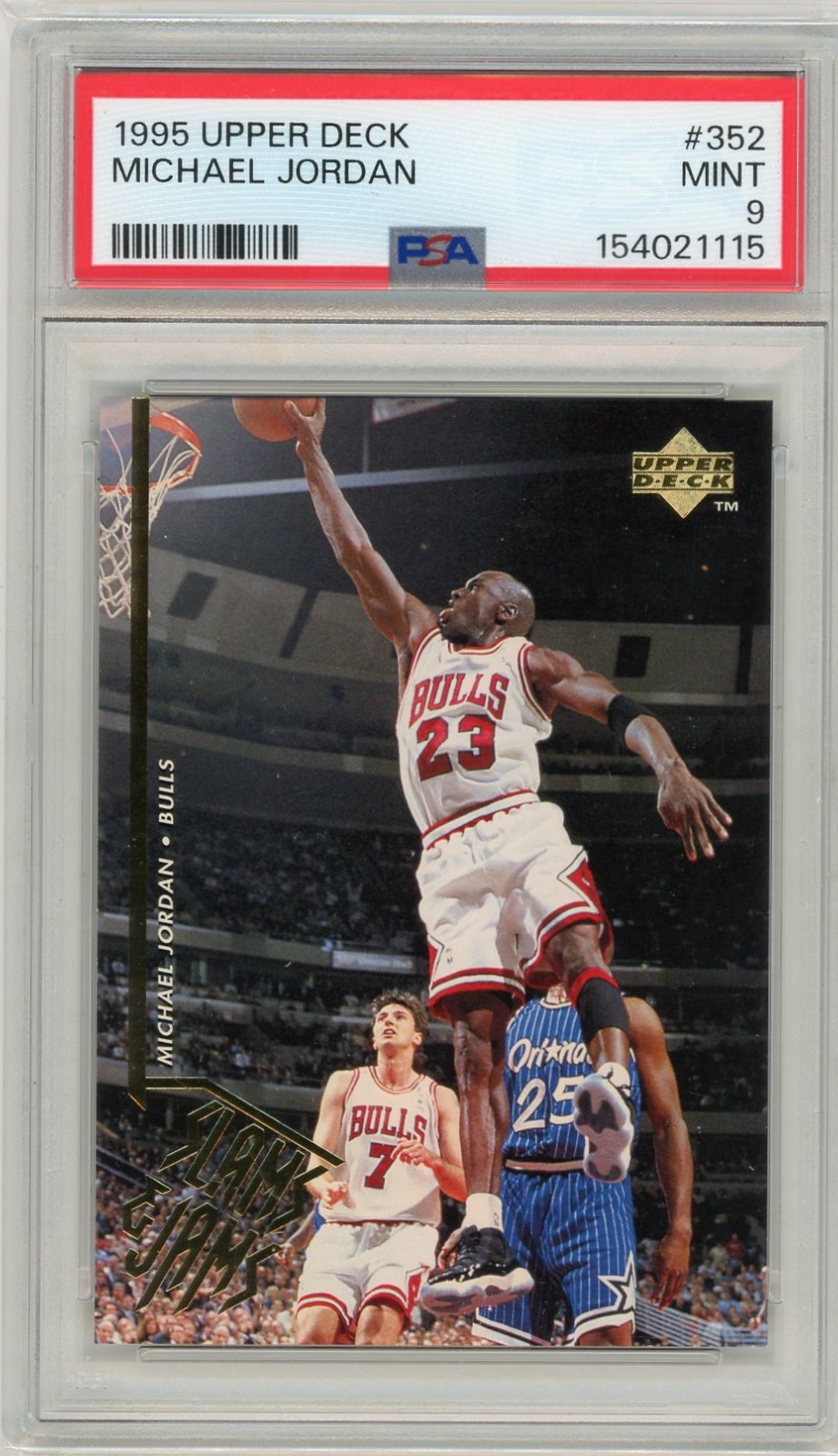 MICHAEL JORDAN CHICAGO BULLS 1995 UPPER DECK SLAMS&JAMS PSA 9 MINT NBA CARD #352