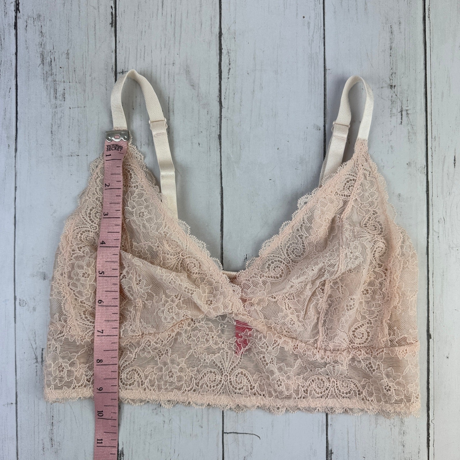 Ruby Ribbon Shell Valentina Demilette Lace Bra Size 34 Wireless Sheer Bralette