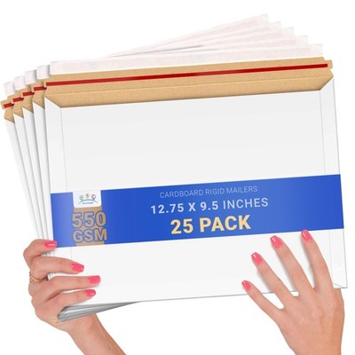 ABC PACK & SUPPLY White Rigid Mailers, 12.75 x 9.5 Inches. Pack of 25 Photo M...