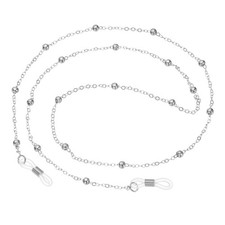 Eye Glasses Holders Around Neck, White Metal Beads Glasses Chain