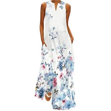 MAXI LONG DRESS BUTTERFLIES BUTTERFLY PRINT SLEEVELESS SIZE MEDIUM