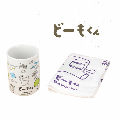 Domo-kun Yunomi Teacup & Tenugui Towel Set NHK Japan Exclusive 2pc NEW