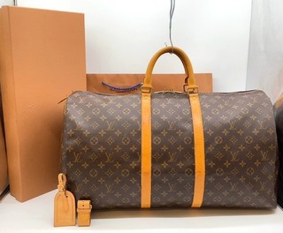 Auth Louis Vuitton Monogram Keepall 55 M41424 Boston Bag W/PaperBag/Box NS061385