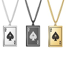 Adjustable Chain Necklace Card Pendant Jewelry Present for Men and Women