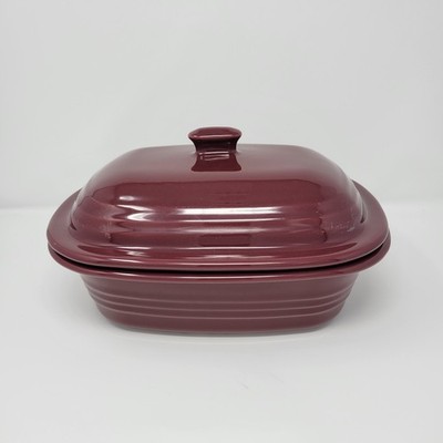 Pampered Chef Deep Covered Baker Roaster 3.1 Qt Cranberry Dutch Oven Stoneware