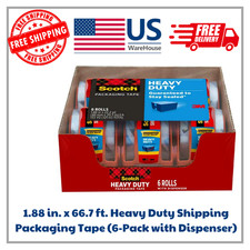 1.88 in. x 66.7 ft. Heavy Duty Shipping Packaging Tape 6-Pack with Dispenser