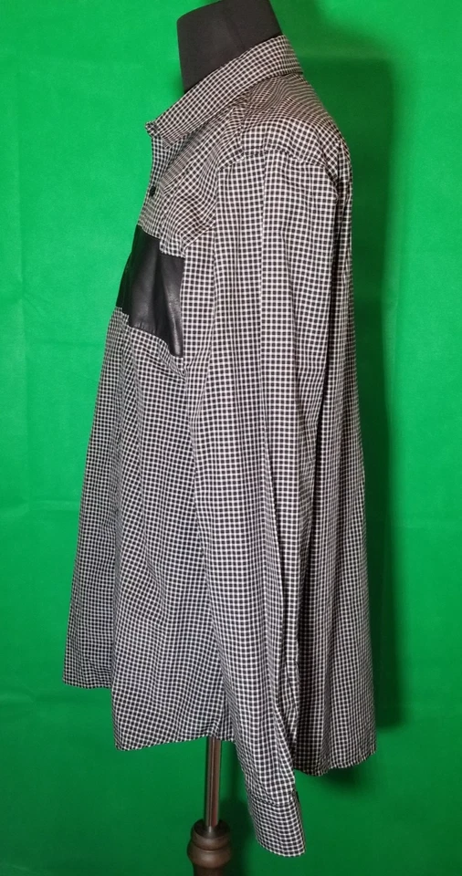 Sovereign Code Mens XXL Black White Plaid Faux Leather Accents Retro Western - Image 2 of 4