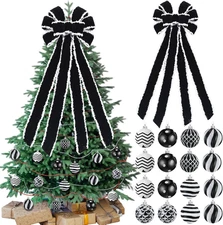 17 Pcs Christmas Tree Decoration Set 30" Large Xmas Tree Topper Bow 16 Christmas