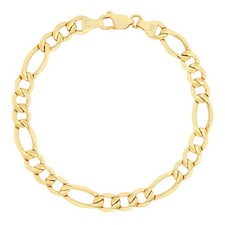 14K Yellow Gold 3.5mm-7.5mm Figaro Chain Link Bracelet Mens Women 7" 7.5" 8" 9"