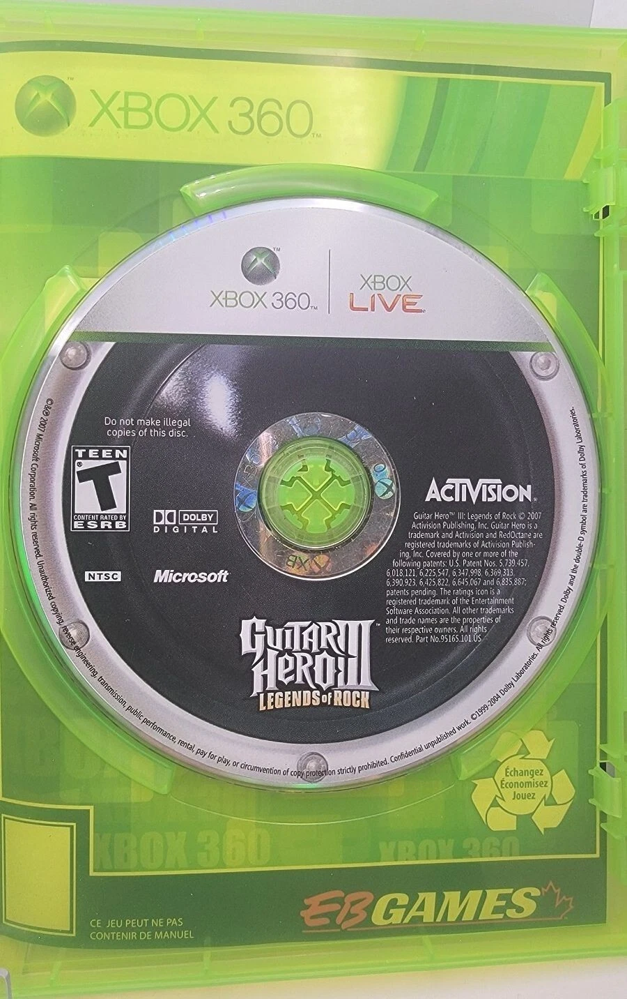 Guitar Hero 3 III: Legends Of Rock (Xbox 360, 2007) - DISC ONLY
