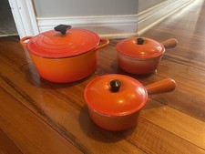 Le Creuset 3 Pc Cast Iron Cookware Set Orange...