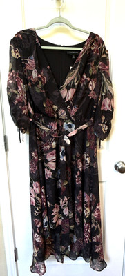 Lane Bryant Women's Floral Hi-Low Dress Sz 18 NWT Witchy Goth Wedding Romantic