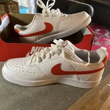 Nike Court Vision Lo NN Men's 8.5 NWB White with Orange Swoosh