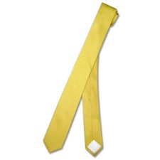 COVONA Narrow NeckTie EXTRA Skinny GOLD Color Thin Men's Neck Tie 1.5" Wide