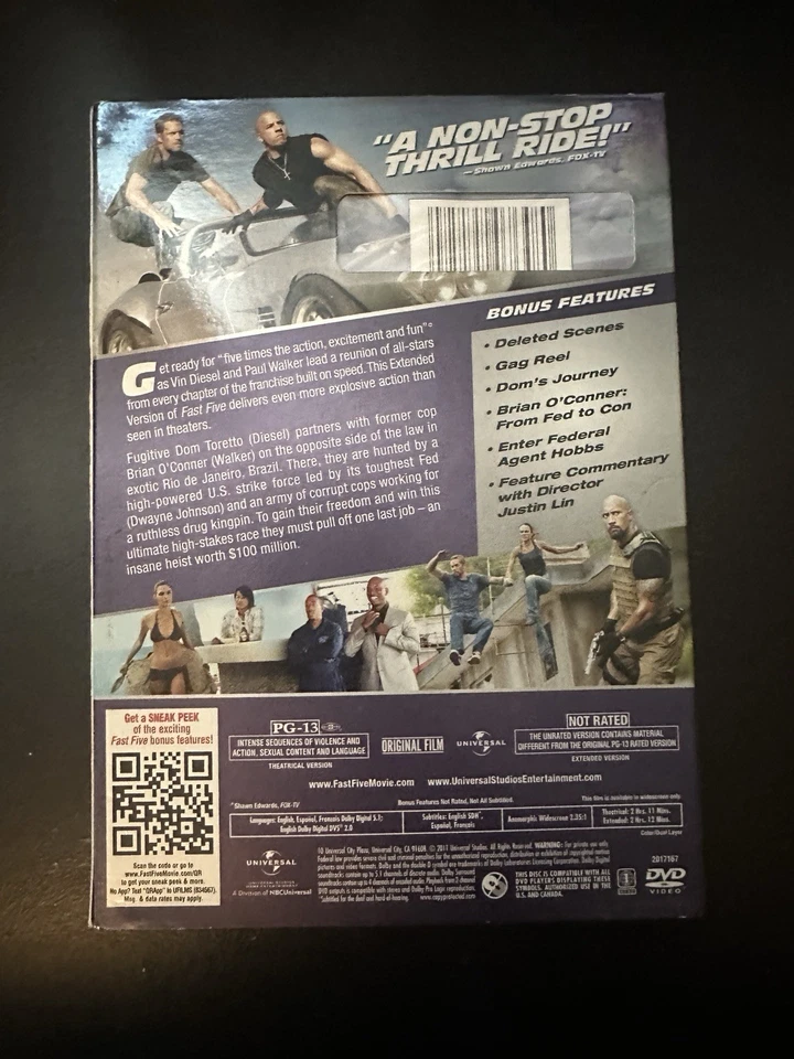 Fast Five (DVD, 2011, Rated/Unrated) - Image 2 of 4