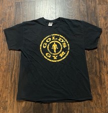 Vintage Golds Gym Shirt Mens XL Black Yellow Venice Beach Bodybuilding