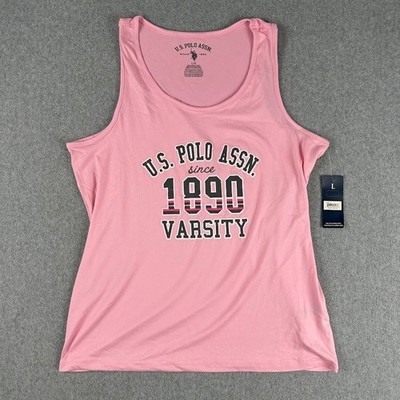 US Polo Assn Womens Pink Varsity Graphic Tank Top Large  New With Tags MSRP 42